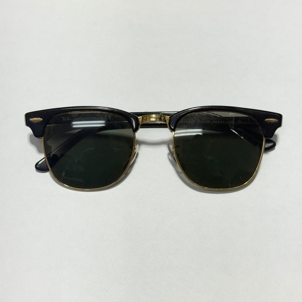 Ray-Ban Clubmaster Sunglasses Unisex 49mm Black Gold Polarized RB3016 901/58